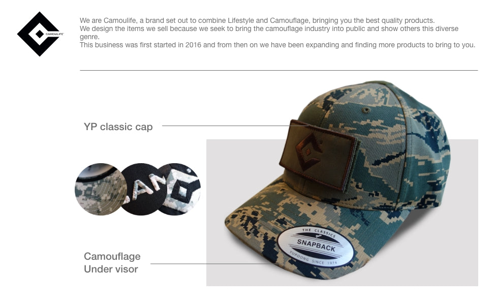 Camoulife Hunting Military Camouflage Outdoor Structured YP Velcro Patch Baseball Camo Camouflage Cap